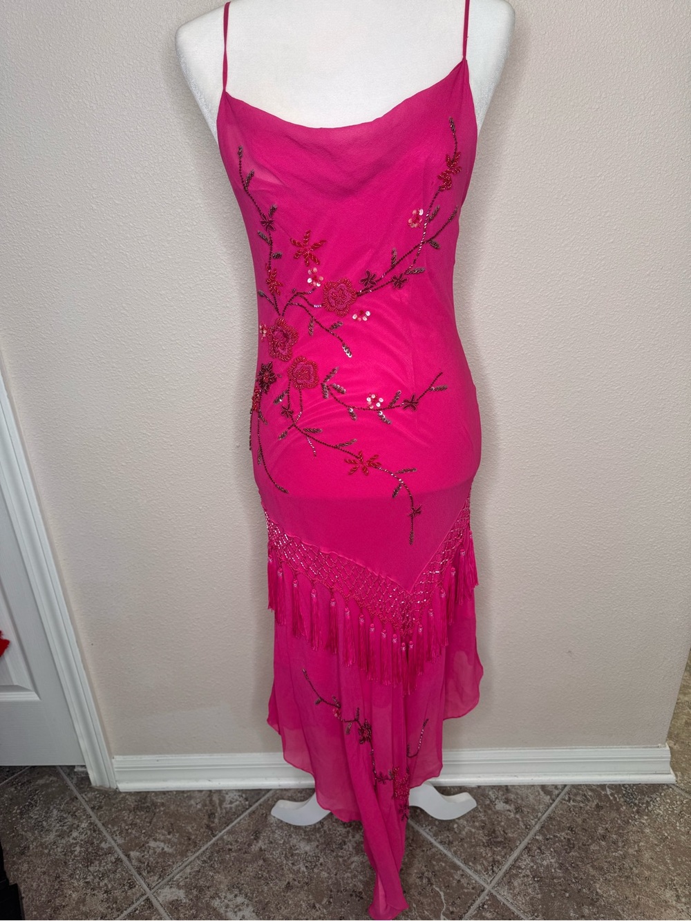Cache pink fairy silk asymmetric vintage dress size 6